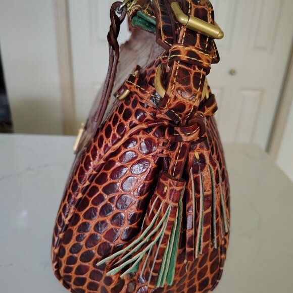 Dooney and Bourke Florentine Collection Satchel - Brown Leather Alligator Print - Picture 3 of 10